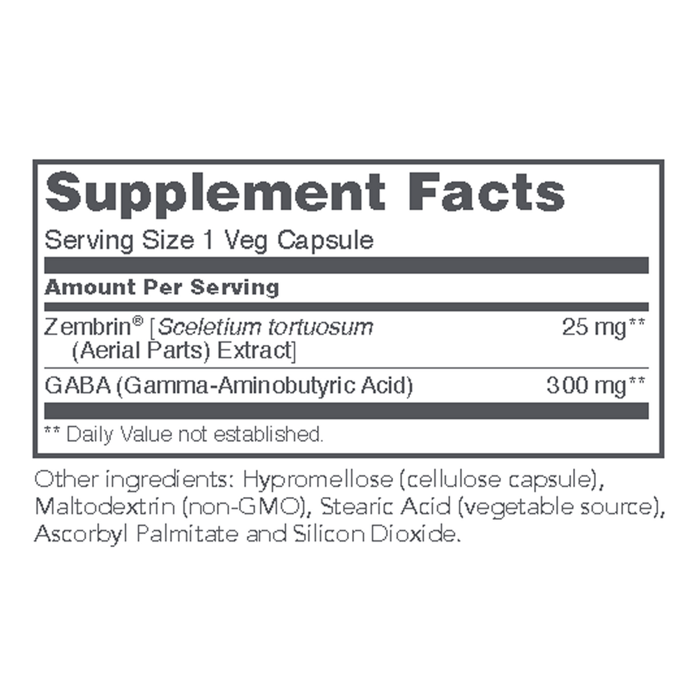 Sceletium Extract as Zembrin Supplement Facts Label