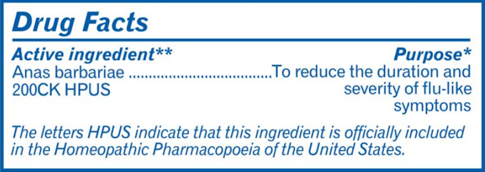 Oscillococcinum Supplement Facts Label