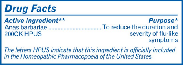 Oscillococcinum Supplement Facts Label