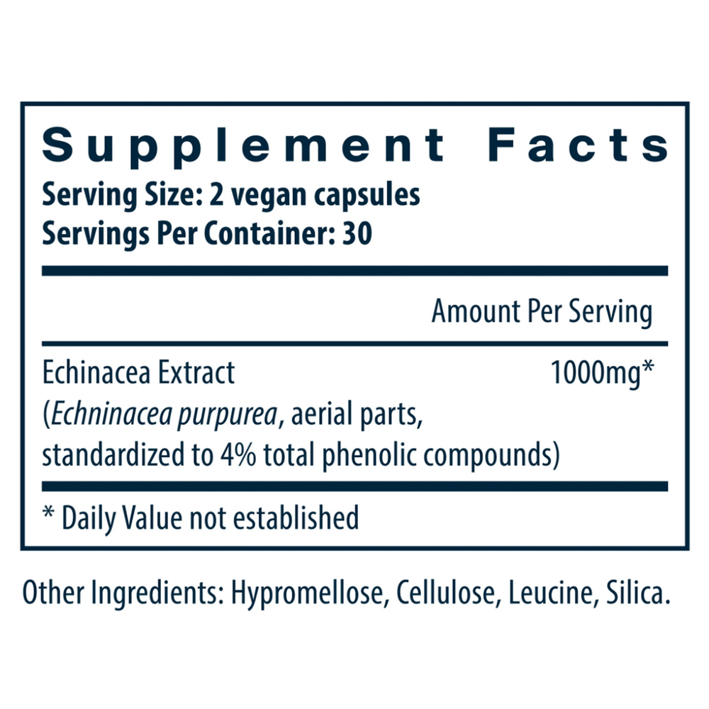 Echinacea Extract Supplement Facts Label