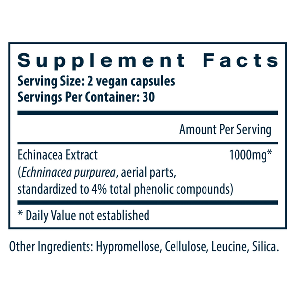 Echinacea Extract Supplement Facts Label