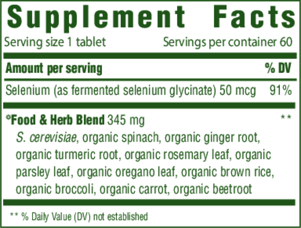 Selenium Supplement Facts Label