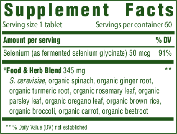 Selenium Supplement Facts Label