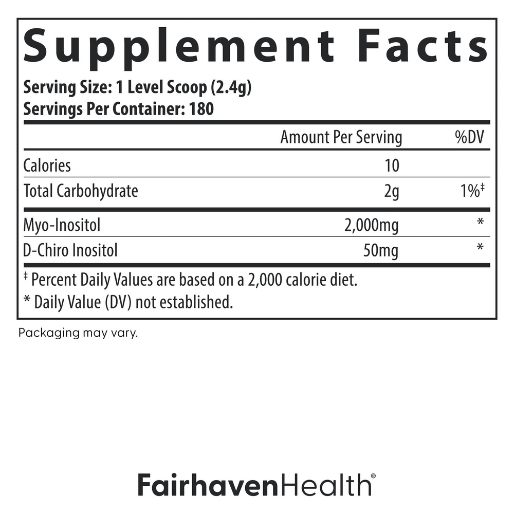 Myo & D-Chiro Inositol Powder Supplement Facts Label