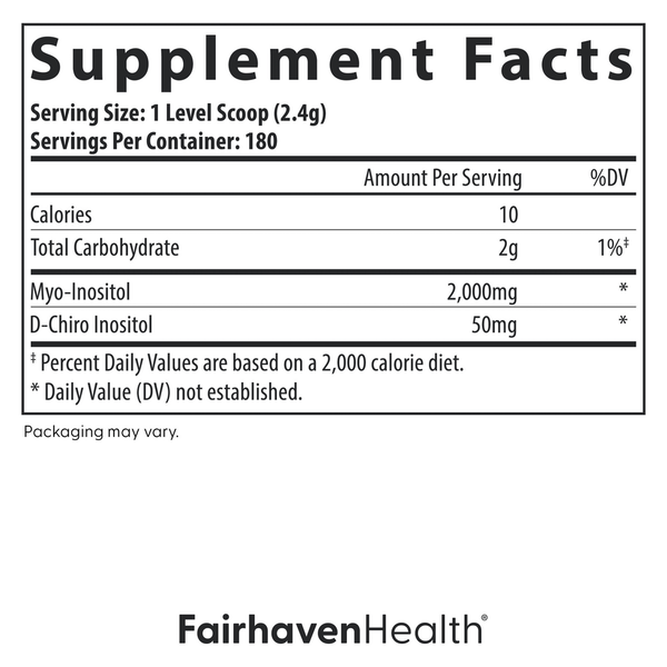 Myo & D-Chiro Inositol Powder Supplement Facts Label