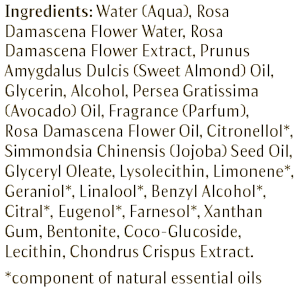 Rose Nurturing Bath Essence Supplement Facts Label