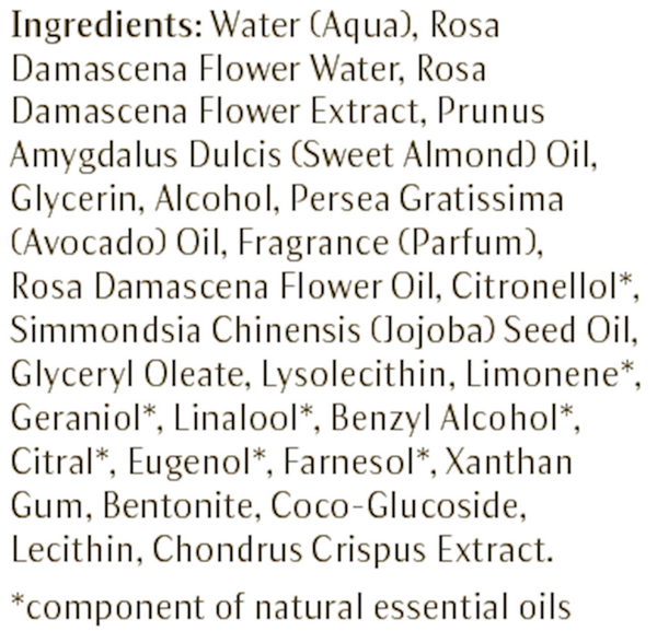 Rose Nurturing Bath Essence Supplement Facts Label