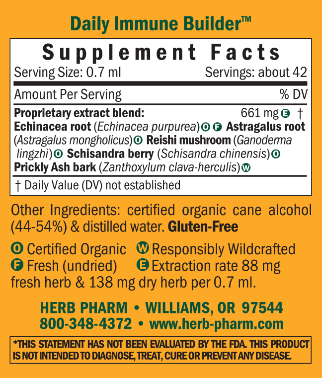 Daily Immune Builder Compound Supplement Facts Label