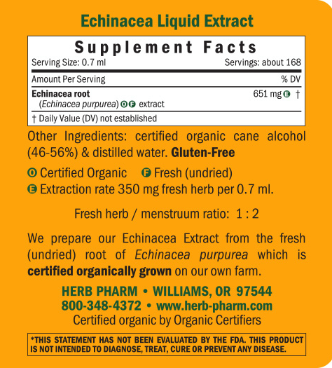 Echinacea/Echinacea purpurea Supplement Facts Label