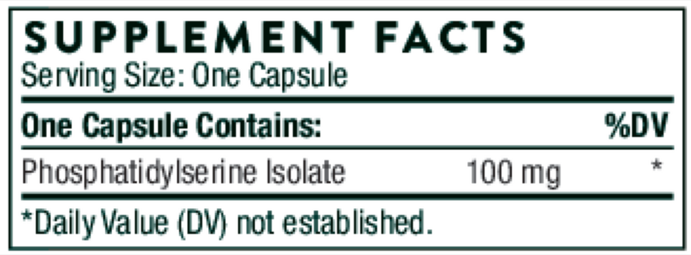 Phosphatidylserine (formerly Iso-Phos) Supplement Facts Label