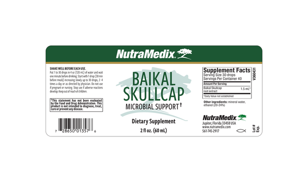Baikal Skullcap Supplement Facts Label