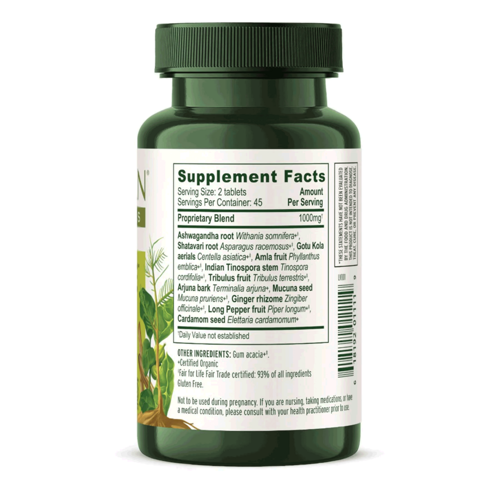Stress Ease Organic Supplement Facts Label