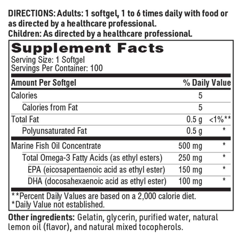 Omega-3 Mini Supplement Facts Label