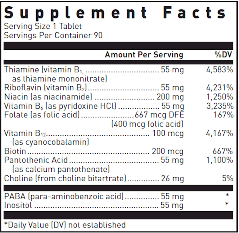 Stress-B-Plus Supplement Facts Label