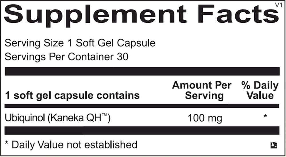 Ubiquinol Supplement Facts Label
