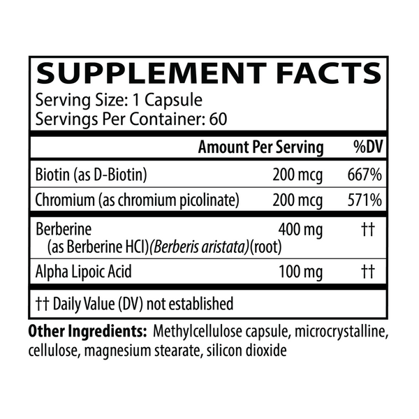 Berberine Complex Supplement Facts Label
