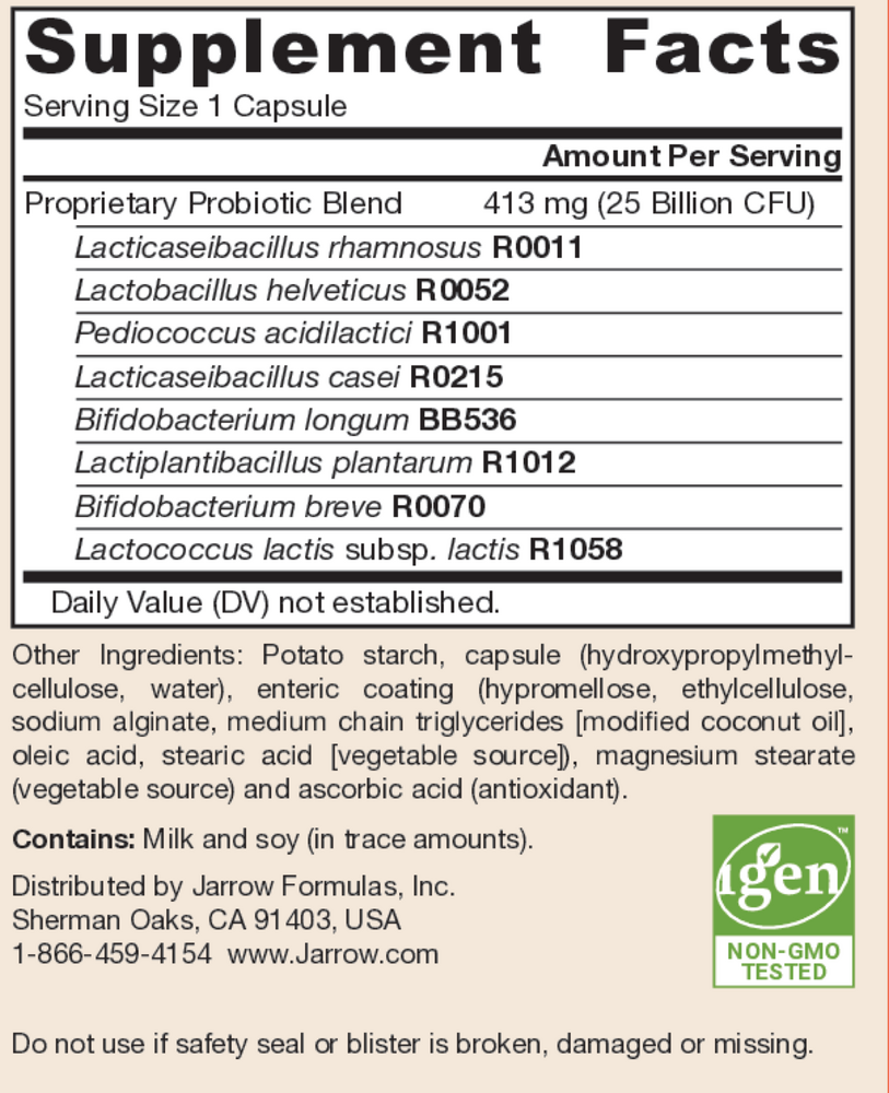 Jarro-Dophilus EPS 25 Billion Supplement Facts Label