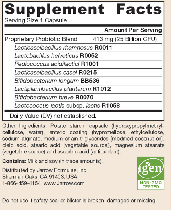Jarro-Dophilus EPS 25 Billion Supplement Facts Label
