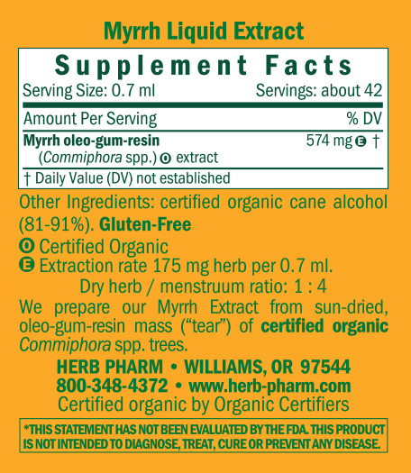 Myrrh/Commiphora abyssinica Supplement Facts Label