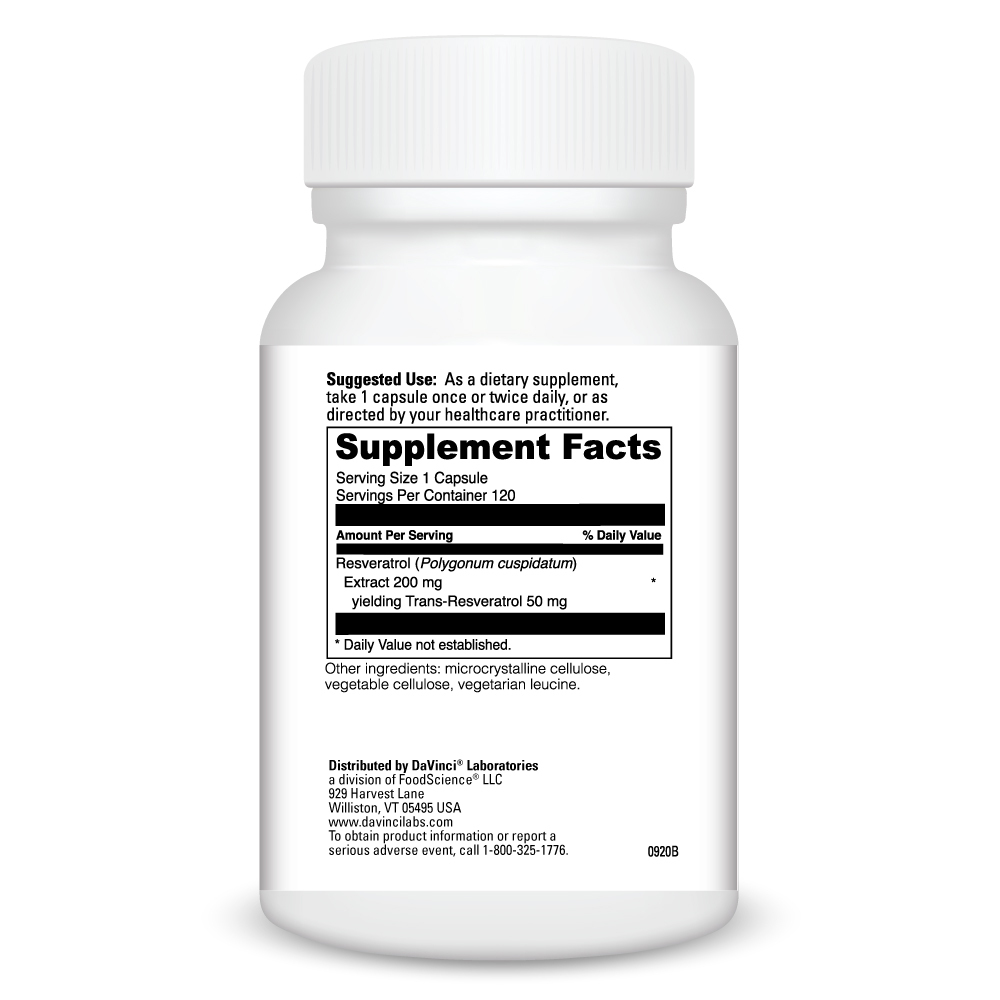 Resveratrol 50 Supplement Facts Label