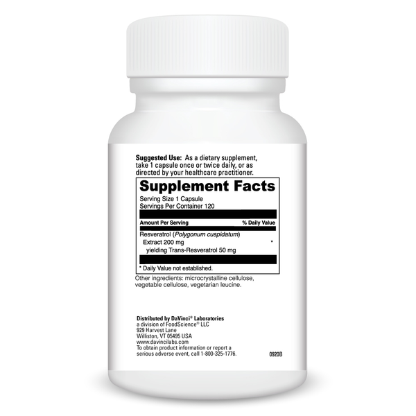 Resveratrol 50 Supplement Facts Label