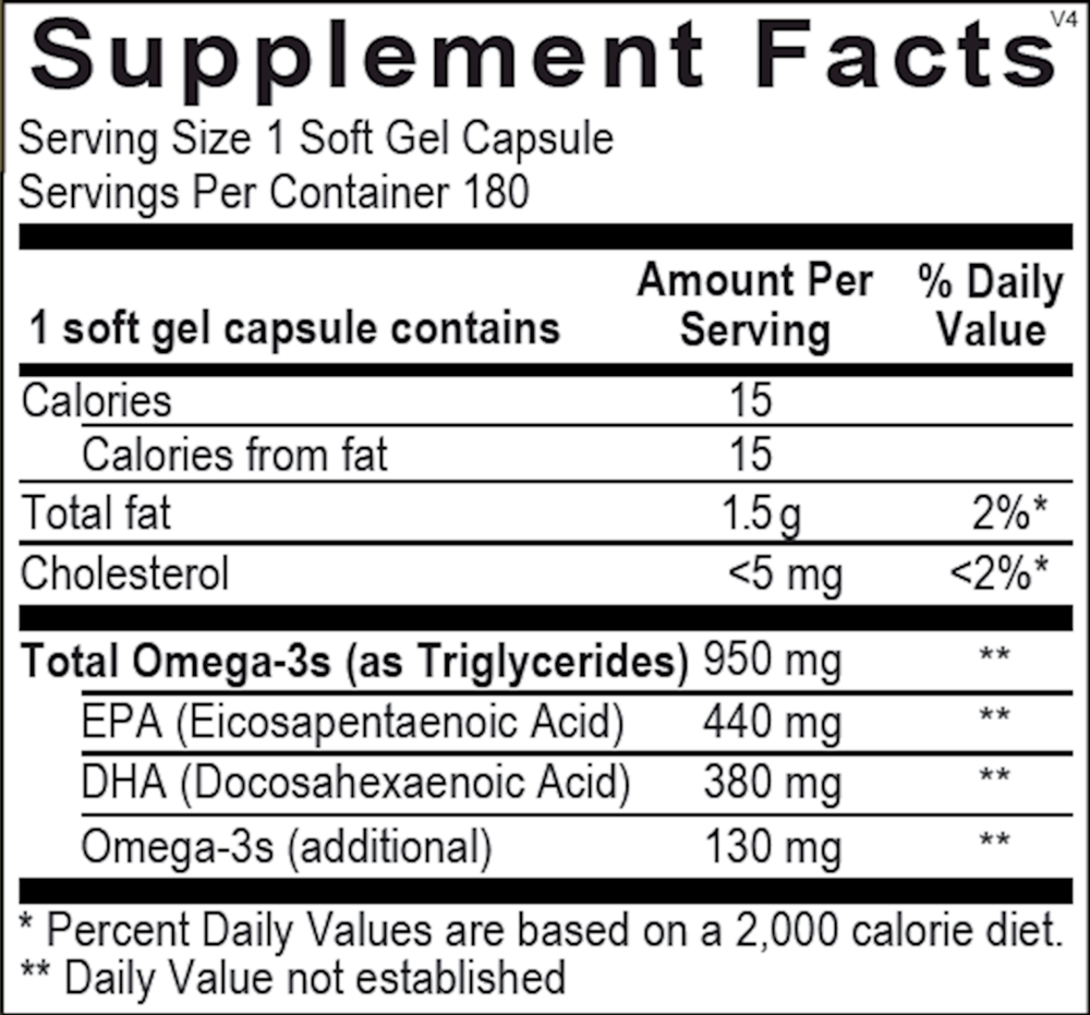 Orthomega® 820 Supplement Facts Label