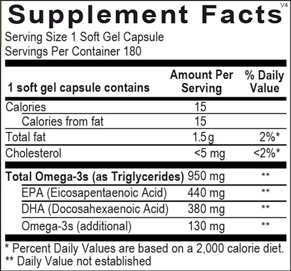Orthomega® 820 Supplement Facts Label