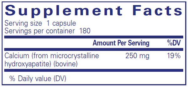 Calcium (MCHA) Supplement Facts Label