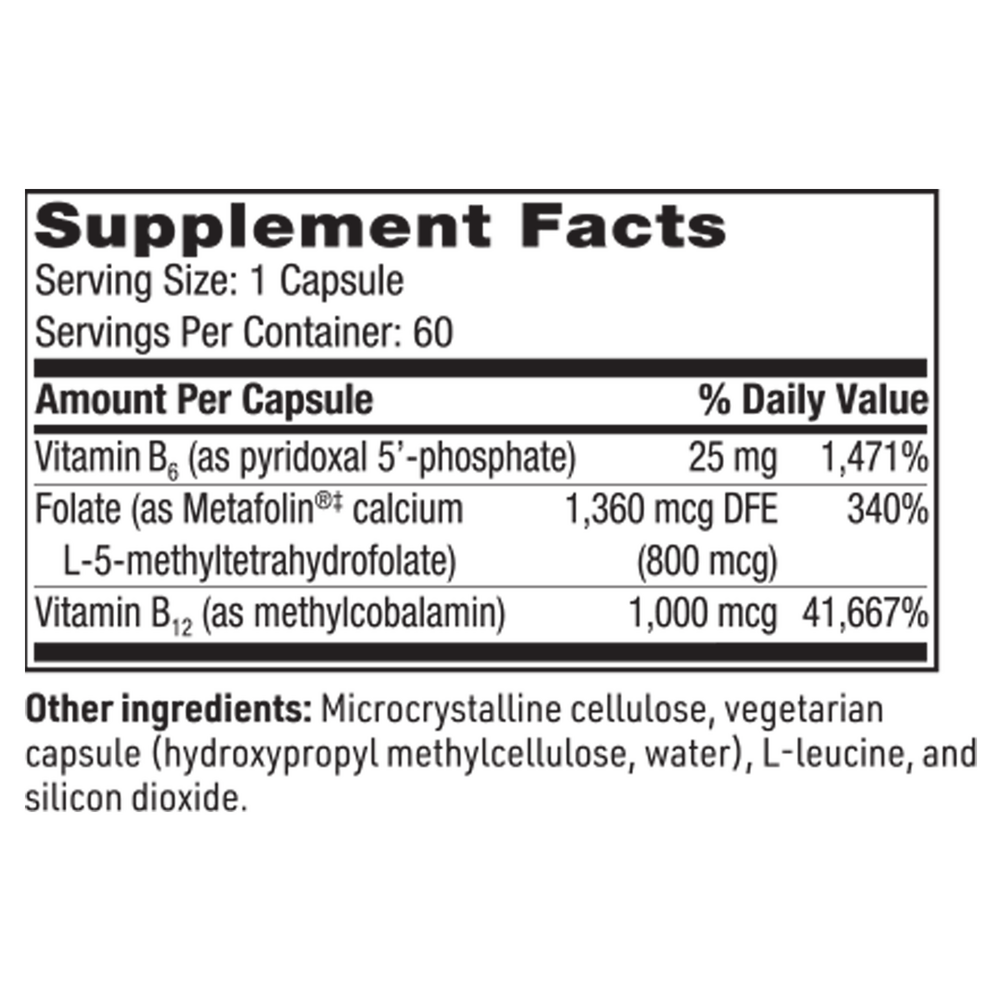 Active B Trio Supplement Facts Label