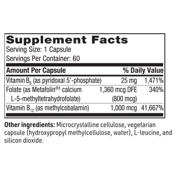 Active B Trio Supplement Facts Label
