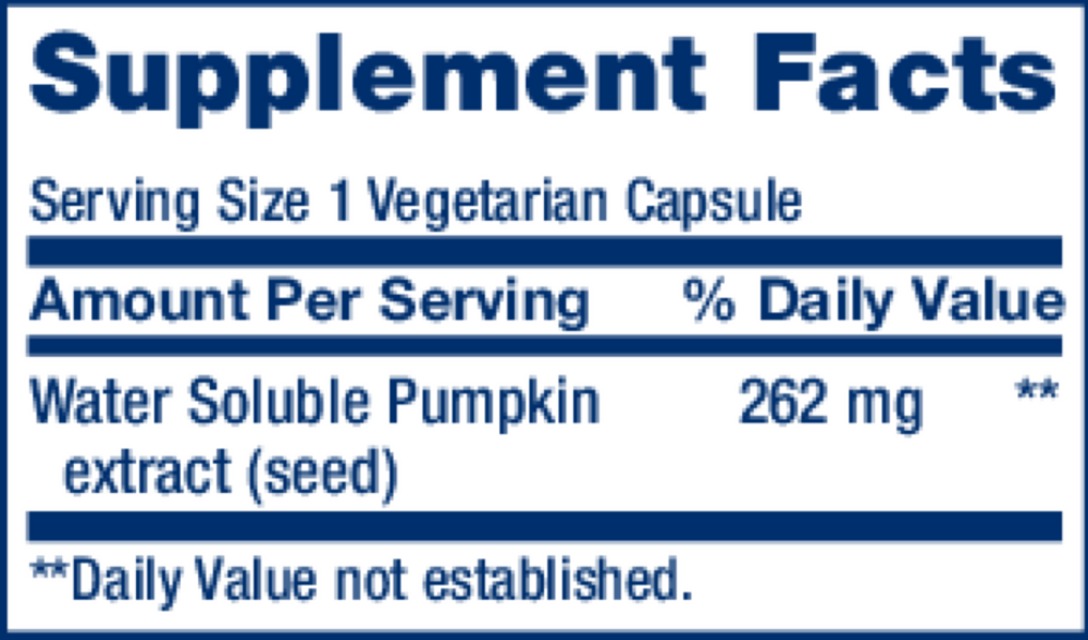Water-Soluble Pumpkin Seed Extract Supplement Facts Label