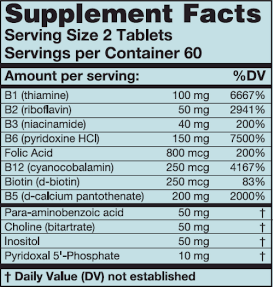 B-Plex Supplement Facts Label