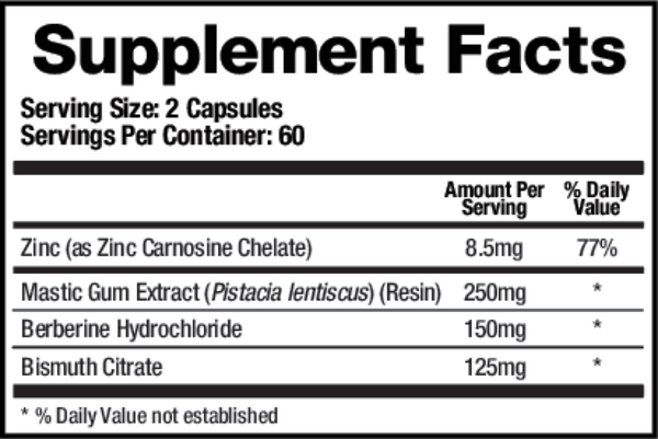 Pylori-X Supplement Facts Label