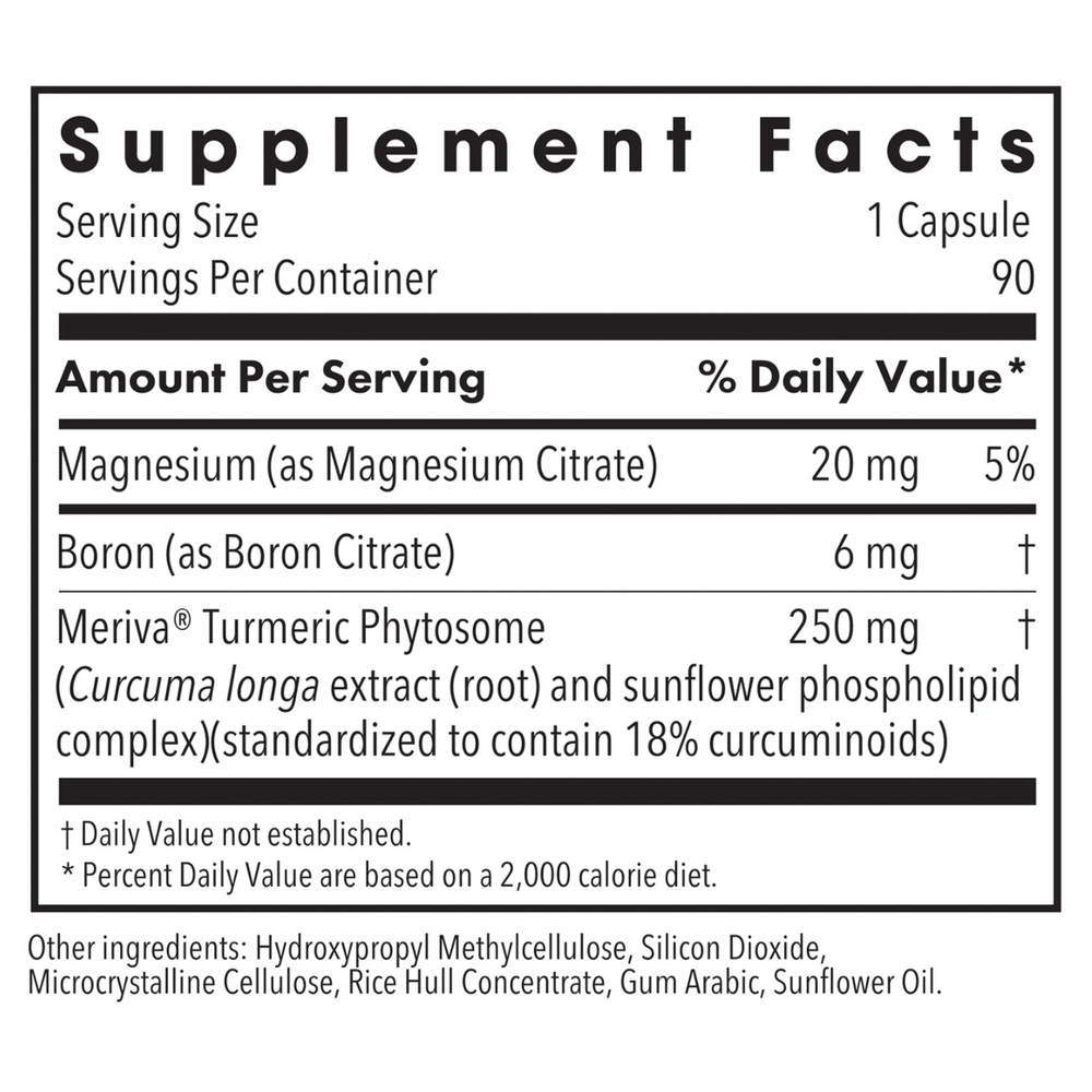Boron Joint with CurcuWIN® Supplement Facts Label