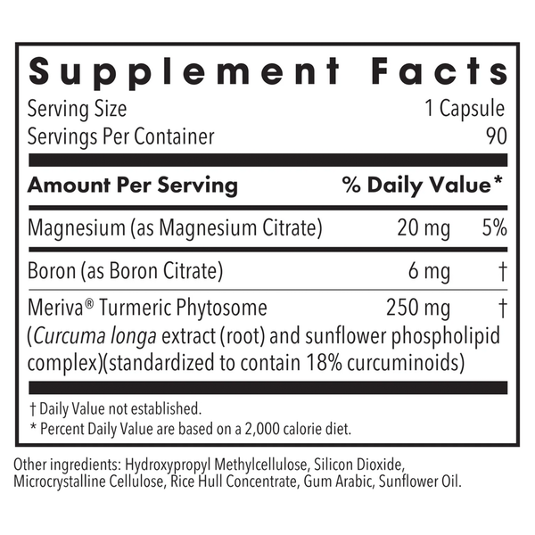 Boron Joint with CurcuWIN® Supplement Facts Label