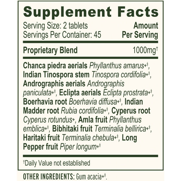 Liver Formula Supplement Facts Label