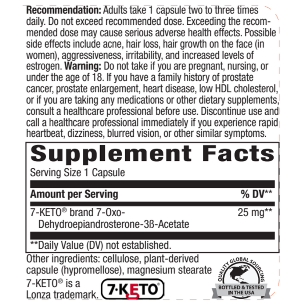 7-KETO DHEA Supplement Facts Label