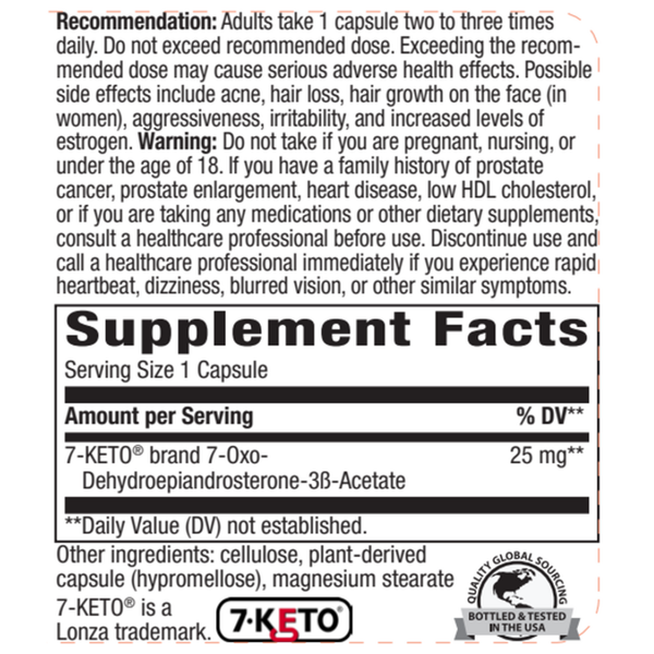 7-KETO DHEA Supplement Facts Label