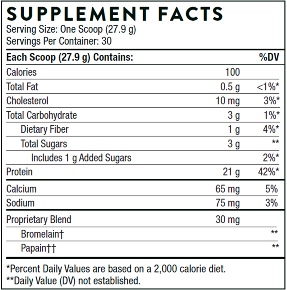 Whey Protein Isolate Vanilla NSF Supplement Facts Label