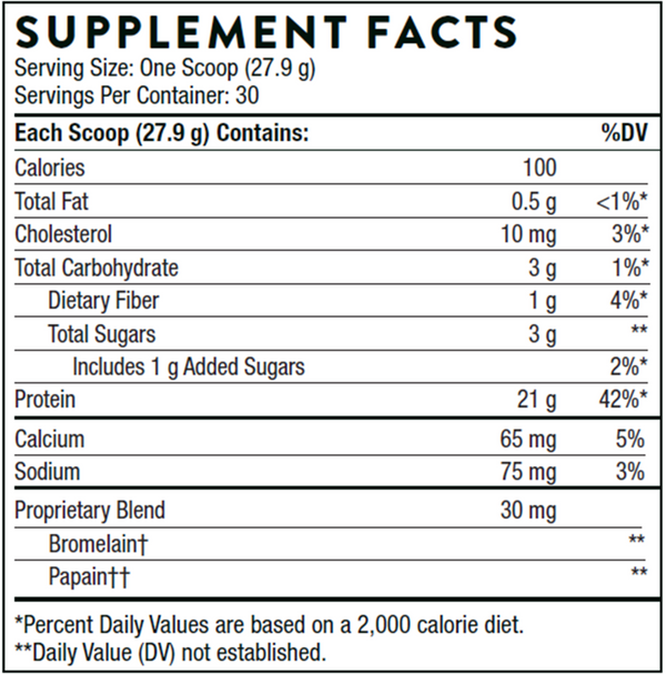 Whey Protein Isolate Vanilla NSF Supplement Facts Label