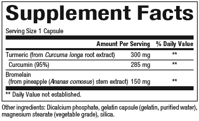 Turmeric & Bromelain 450 mg Supplement Facts Label