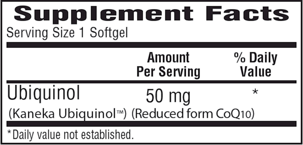 Ubiquinol (CoQH-CF) Supplement Facts Label