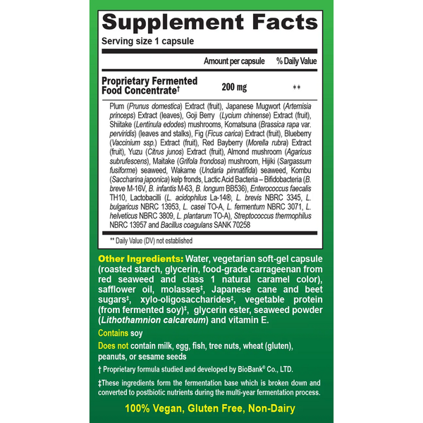 Dr. Ohhira's Probiotics Original Supplement Facts Label