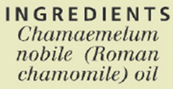 Roman Chamomile Essential Oil Supplement Facts Label