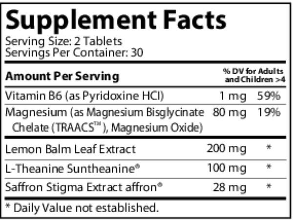 ChildCalm Supplement Facts Label