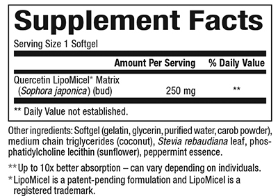 Quercetin LipoMicel Matrix Supplement Facts Label