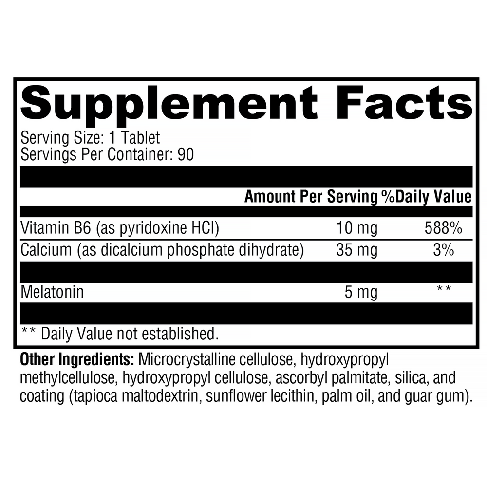 Melatonin CR Supplement Facts Label