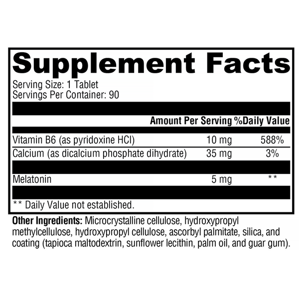 Melatonin CR Supplement Facts Label