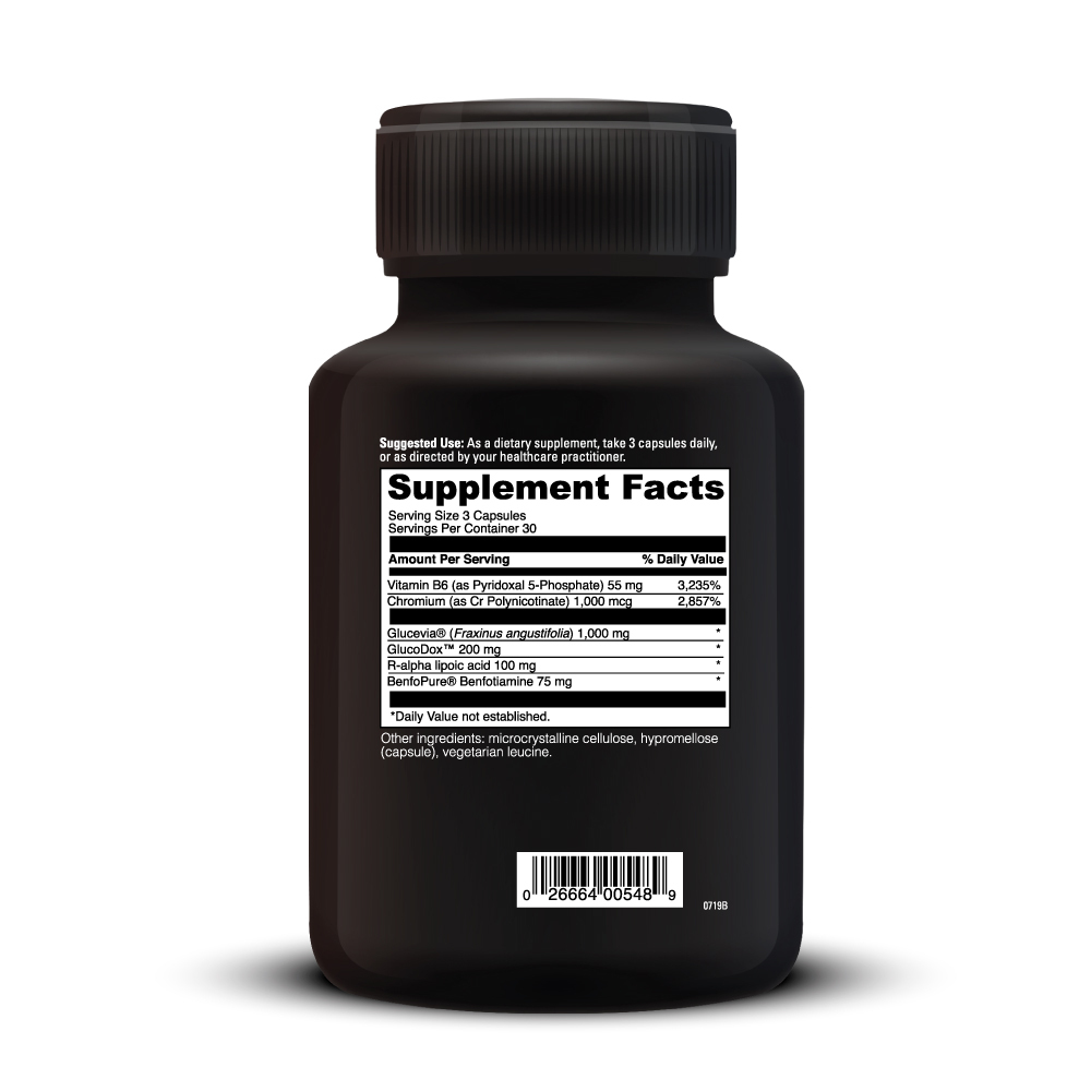 Gluco Benefits Supplement Facts Label