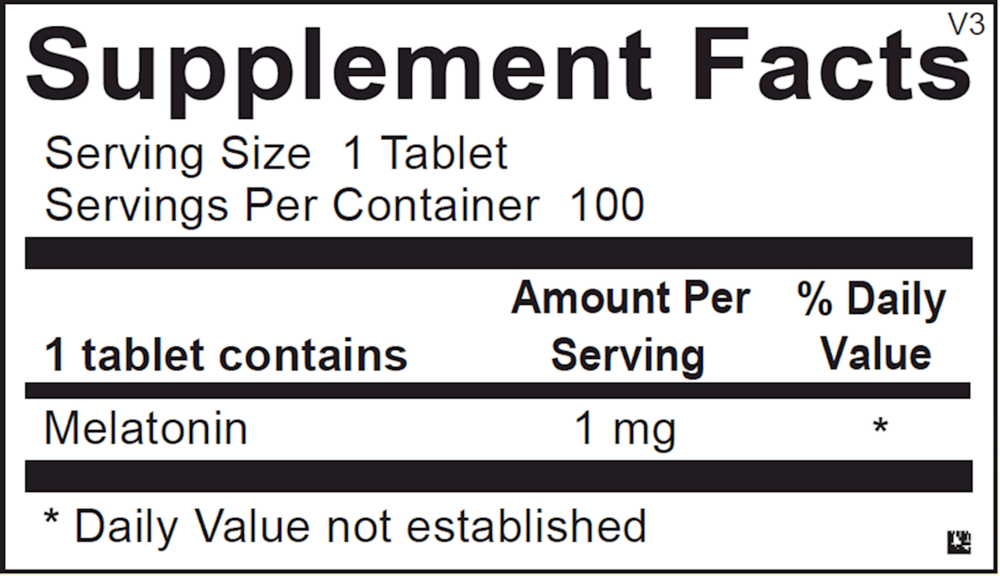 Melatonin Supplement Facts Label